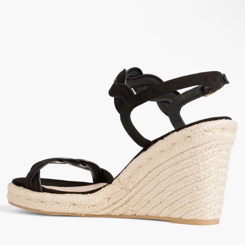 Stuart Weitzman Black Suede Espadrille Wedge Sandals – Size 9 (Fits 9.5) – NEW - Picture 6 of 12